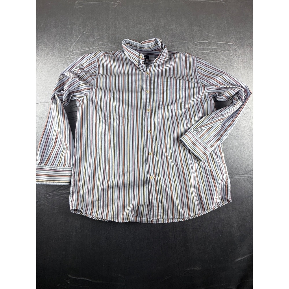 Cutter & Buck Mens Egyptian Cotton Striped Button Down Shirt Multicolor Size M